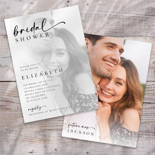 Minimalist Modern Script Photo Bridal Shower Invitation