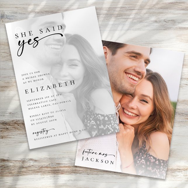 Minimalist Modern Script Photo Bridal Shower Invitation (Creator Uploaded)