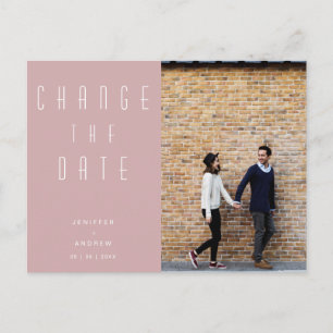 Minimalist Modern Script Photo Change The Date Postcard