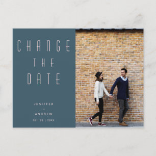 Minimalist Modern Script Photo Change The Date Postcard