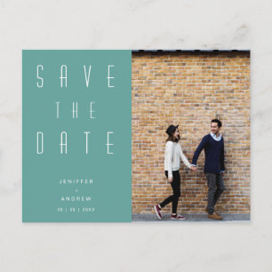 Minimalist Modern Script Photo Save The Date Postcard