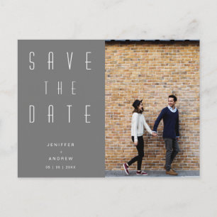 Minimalist Modern Script Photo Save The Date Postcard