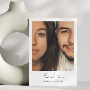 Minimalist Modern Script Photo Wedding Thank You Card