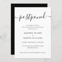 Minimalist Modern Script Postponed Wedding