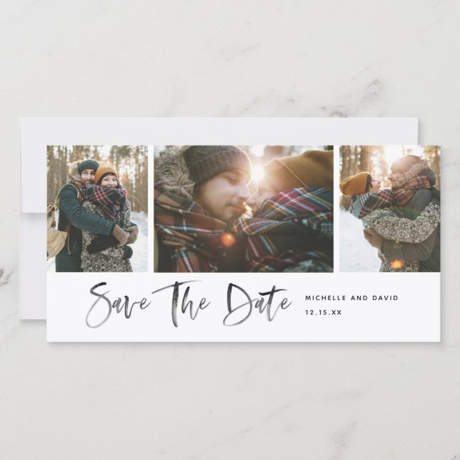 Minimalist Modern Script Save The Date Photo (Front)
