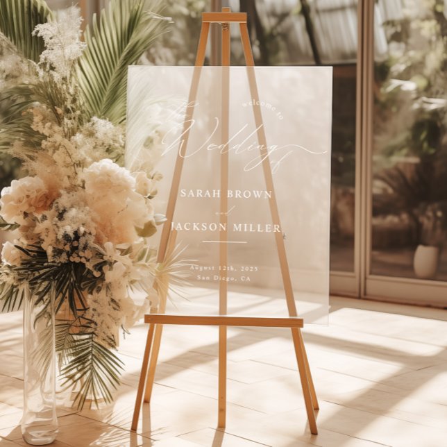 Minimalist Modern Script Simple Wedding Welcome Acrylic Sign (Creator Uploaded)