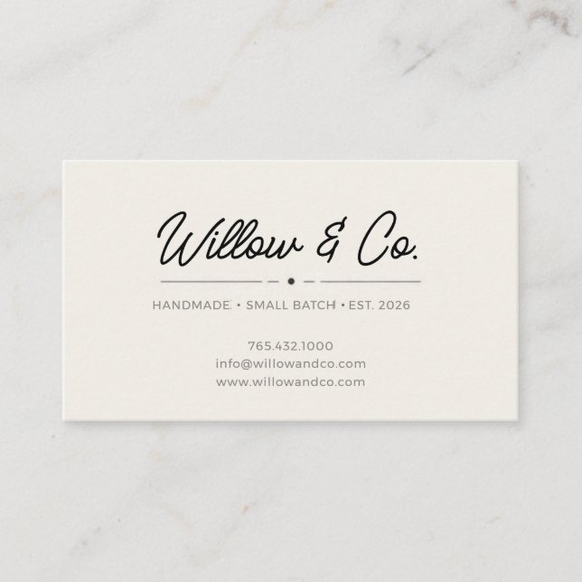 Minimalist Modern Script Small Business Card (Front)