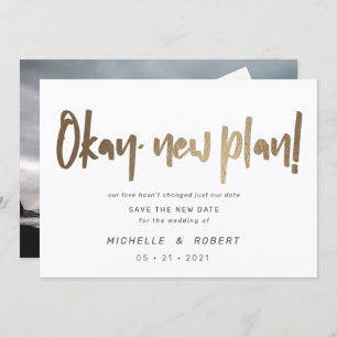 minimalist modern script two photo save the date invitation