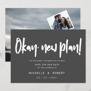 minimalist modern script two photo save the date invitation