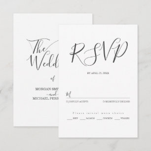 Minimalist modern script typography wedding RSVP card