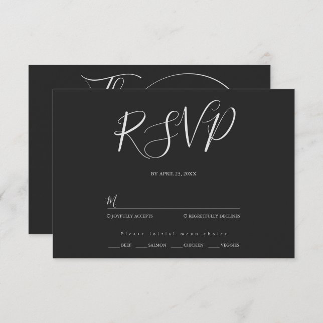 Minimalist modern script typography wedding RSVP card (Front/Back)