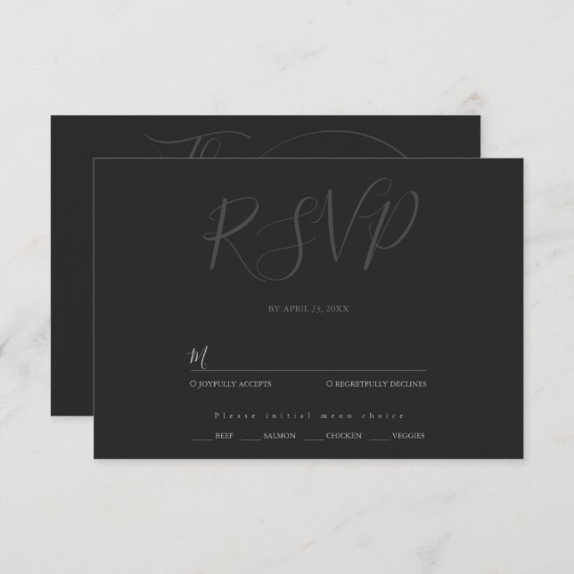 Minimalist modern script typography wedding RSVP card (Front/Back)