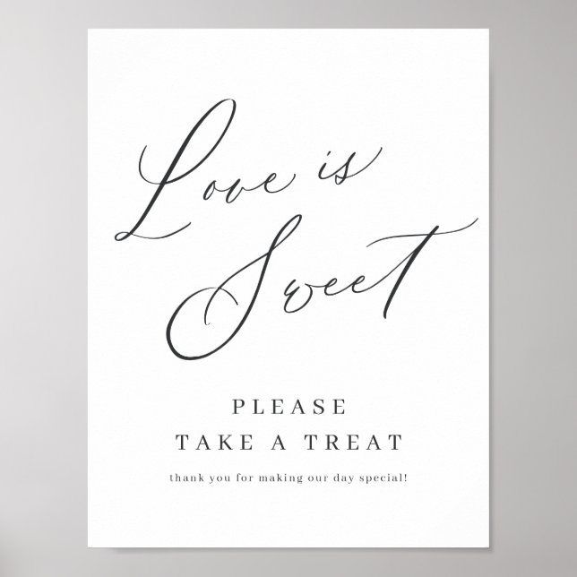 Minimalist modern script wedding love is sweet poster (Front)
