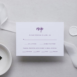 Minimalist Modern Script   Wedding Meal Choice RSVP Card