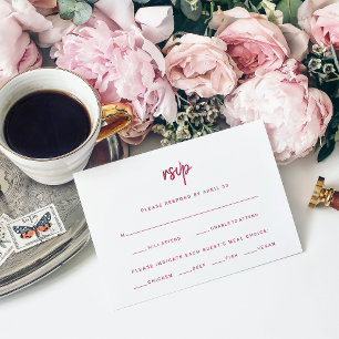 Minimalist Modern Script   Wedding Meal Choice RSVP Card