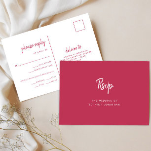 Minimalist Modern Script Wedding Meal Choice RSVP Postcard