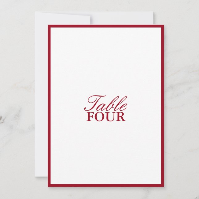 Minimalist Modern Script Wedding Table Number (Front)