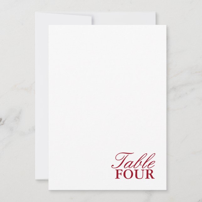 Minimalist Modern Script Wedding Table Number (Front)
