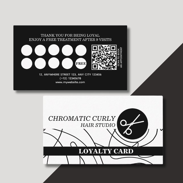 Minimalist Modern Simple Black And White Line  Loyalty Card (Creator Uploaded)