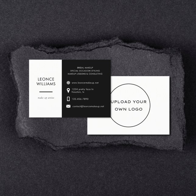 Minimalist Modern Simple Black White Custom Logo Business Card (Creator Uploaded)