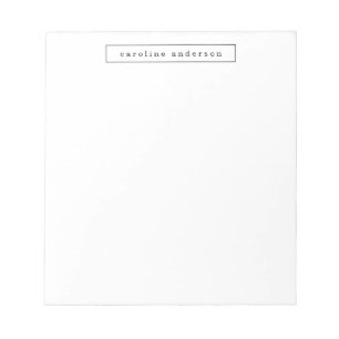 Minimalist Modern Simple Black White Personalized  Notepad