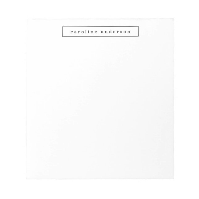 Minimalist Modern Simple Black White Personalized  Notepad (Front)