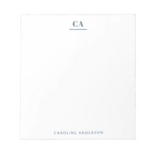 Minimalist Modern Simple Blue Monogram Personal  Notepad