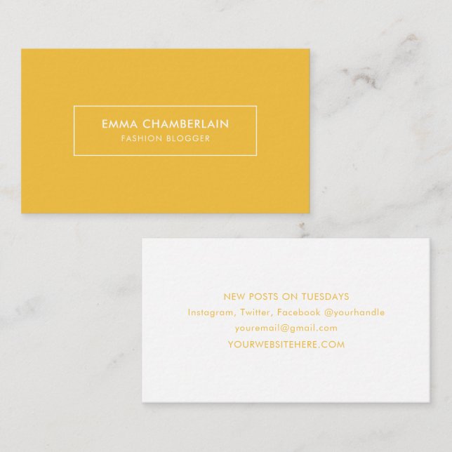 Minimalist Modern Simple Boho Yellow Business Card (Front/Back)