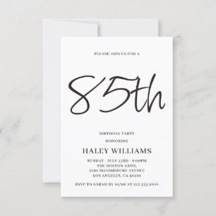 Minimalist Modern Simple Calligraphy 85th Birthday Invitation