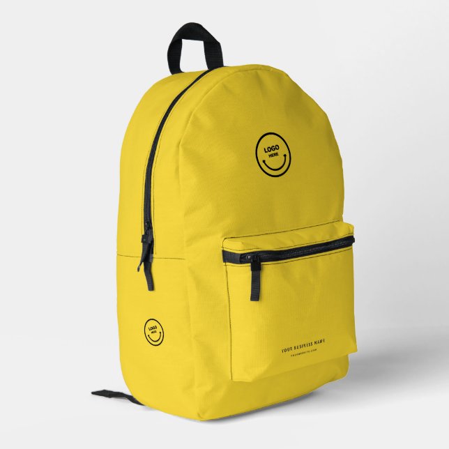 Minimalist Modern Simple Company Logo Yellow Printed Backpack (Back Corner Left)