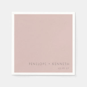 Minimalist Modern Simple Dusty Blush Wedding Names Napkin