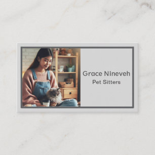Minimalist Modern Simple Grey Pet Sitter Business Card
