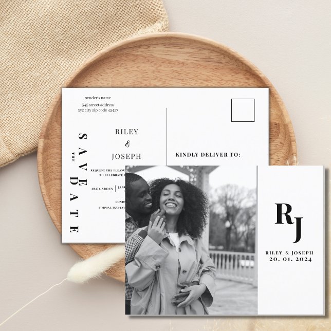 Minimalist modern simple photo save the date postcard (Creator Uploaded)