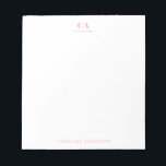 Minimalist Modern Simple Pink Monogram Personal  Notepad<br><div class="desc">Personalized notepad with a professional simple minimalist modern aesthetic in pink.</div>