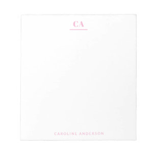 Minimalist Modern Simple Pink Monogram Personal  Notepad