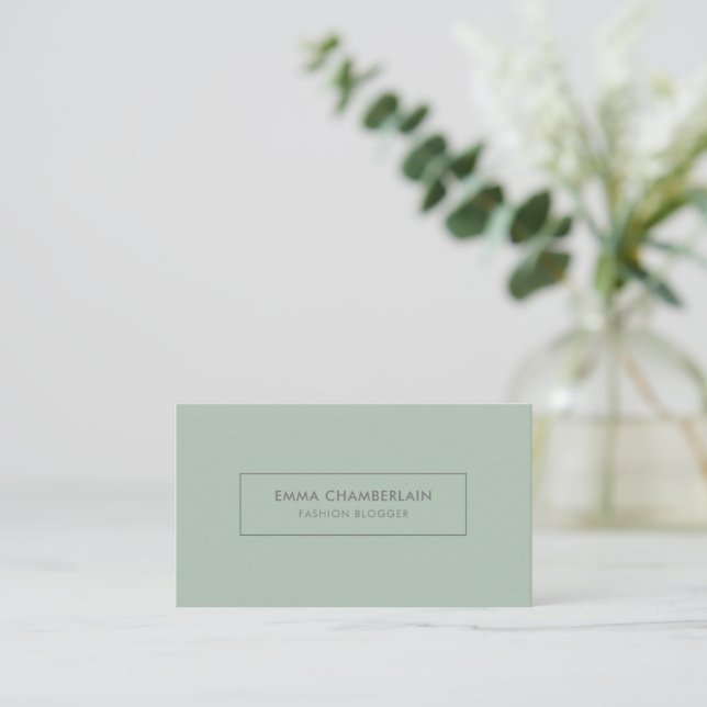 Minimalist Modern Simple Sage Green Business Card (Standing Front)