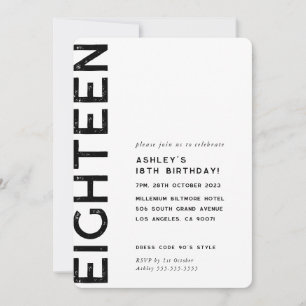 MINIMALIST modern simple type 18th birthday Invitation
