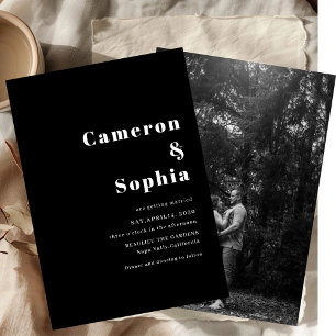 Minimalist Modern Simple Wedding black and white Save The Date