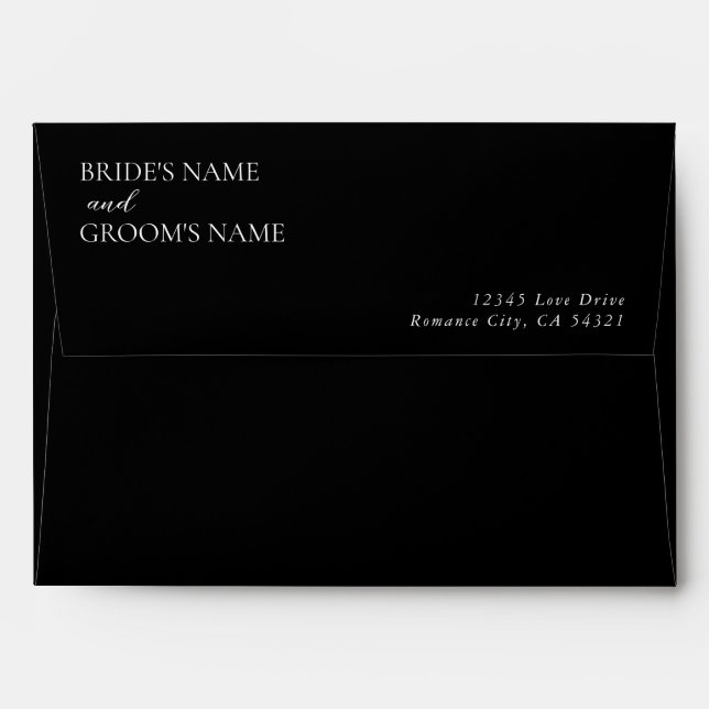 Minimalist Modern Simple Wedding Invitation Black Envelope (Back (Top Flap))