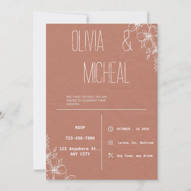 Minimalist Modern Simple Wedding Invitations (Front)