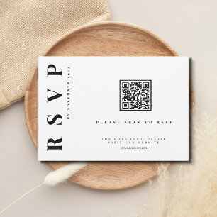 Minimalist  modern simple wedding qr code RSVP card