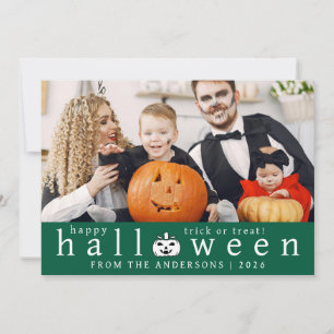 Minimalist Modern Spooky Happy Halloween 1 Photo Holiday Card