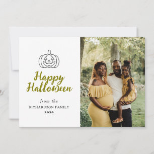 Minimalist Modern Spooky Happy Halloween 1 Photo Holiday Card