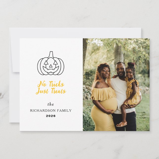Minimalist Modern Spooky Happy Halloween 1 Photo Holiday Card (Front)