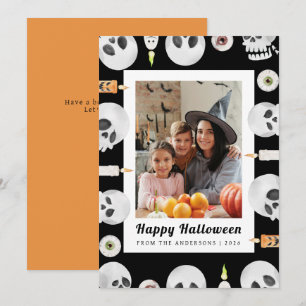 Minimalist Modern Spooky Happy Halloween 1 Photo Holiday Card