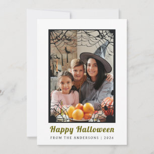 Minimalist Modern Spooky Happy Halloween 1 Photo Holiday Card