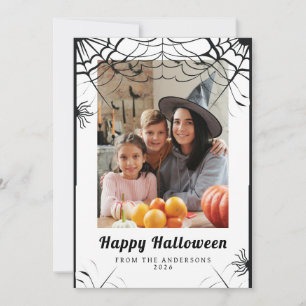 Minimalist Modern Spooky Happy Halloween 1 Photo Holiday Card