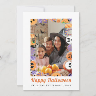 Minimalist Modern Spooky Happy Halloween 1 Photo Holiday Card
