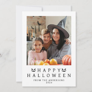 Minimalist Modern Spooky Happy Halloween 1 Photo Holiday Card
