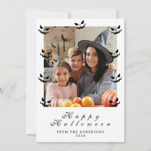 Minimalist Modern Spooky Happy Halloween 1 Photo Holiday Card